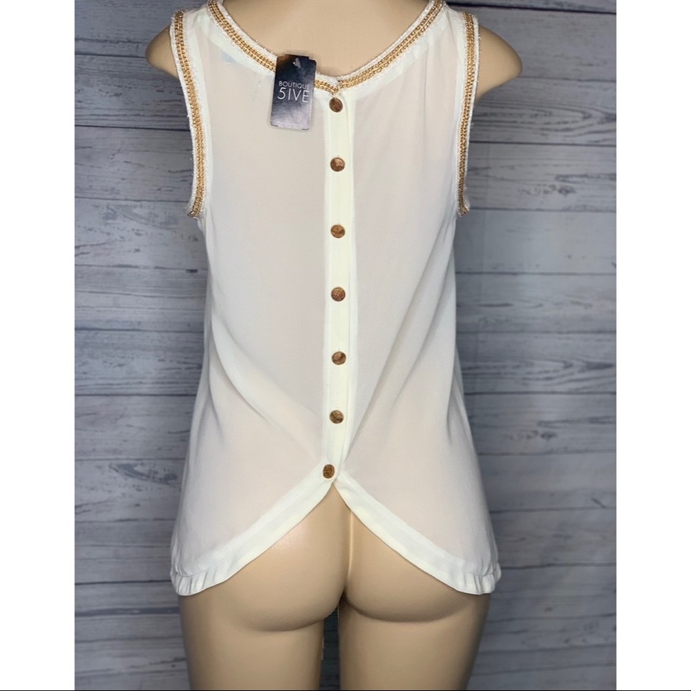 NWT A’Gaci Button Back Sleeveless Blouse Sz S
